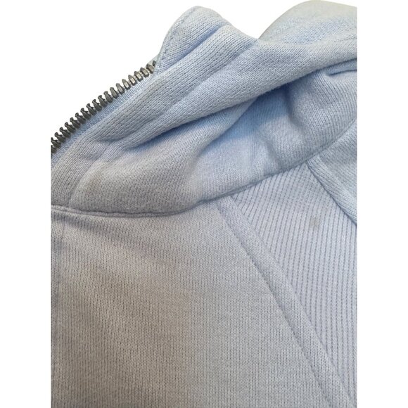 Lululemon Half-Zip Hoodie XS/S Blue Cotton-Blend Knit Ribbed High-Low Hem Lightw - Picture 7 of 11